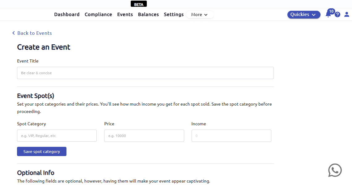 Créez un événement